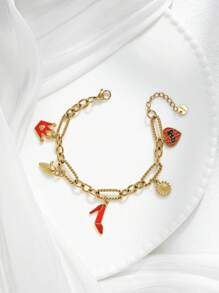 Mazuer 1 pieza Pulsera de charm elegante minimalista y versátil de oro estilo vintage para el verano y la playa, diseño chic para mujeres, regalo para el Día de la Madre, Y2K, Ramadán Eid, Acción de Gracias, Fiesta del Día de la Independencia, uso diario y casual, vacaciones