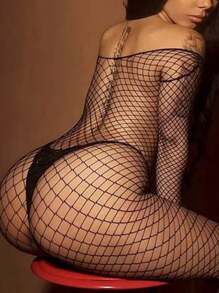 Body transparente feminino de rede arrastão vazada, lingerie sexy, roupa íntima elegante, roupas eróticas, pijama pornô para balada, saídas à noite, encontros, shows, noite de núpcias – Meias e meia-calças atrevidas