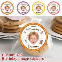 24/48/72pcs Personalized Custom Birthday Stickers And Round Creative Stickers Are The Perfect Choice For Birthday Party Gift Packaging - Yellow - View 5