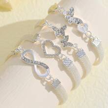4pcs Set Rhinestone Infinity, Figure 8, Butterfly Charm Vintage Alloy Anklets