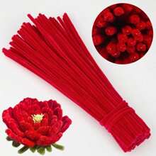 Paquete de valor de 100 piezas de limpiapipas de tela flexible de colores surtidos para suministros de manualidades y decoraciones caseras, juego de torsión con dos opciones de color, kits de flores de limpiapipas