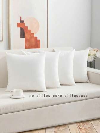 1 pièce/2 pièces/4 pièces Taie d'oreiller super douce, taie d'oreiller décorative blanc pur, peinture DIY, 17,7"X17,7", 15,7"X15,7", convient pour le canapé, le salon, la décoration de chambre à coucher, sans rembourrage de coussin