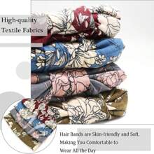 1 Stück Bohemian Stil Frauen Blumen-Muster verdrehtes elastisches Stirnband, breites dehnbares rutschfestes Haartuch für Damen Yoga Make-up Workout, für alle Jahreszeiten, Polyester Faser Turban Stirnband