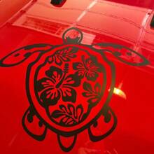 Sea Turtle Hibiscus Flower Car Sticker, Vinyl Die-Cut Floral Turtle Decal For Car Truck Window Laptop, Cute Car Decor Accessories