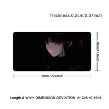 1pc XXL Dark Style Of Anime Girls Desk Mat - HD Printed Mousepad With Black Red Design, Large Gaming & Office Keyboard Pad, Natural Rubber Material, Perfect Gift For Gamers