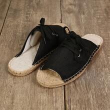 Sandali estivi originali di pescatore con suola in lino, aperti, fatti a mano intrecciati, slip-on, traspiranti, pantofole casual, scarpe in stile coreano in tessuto