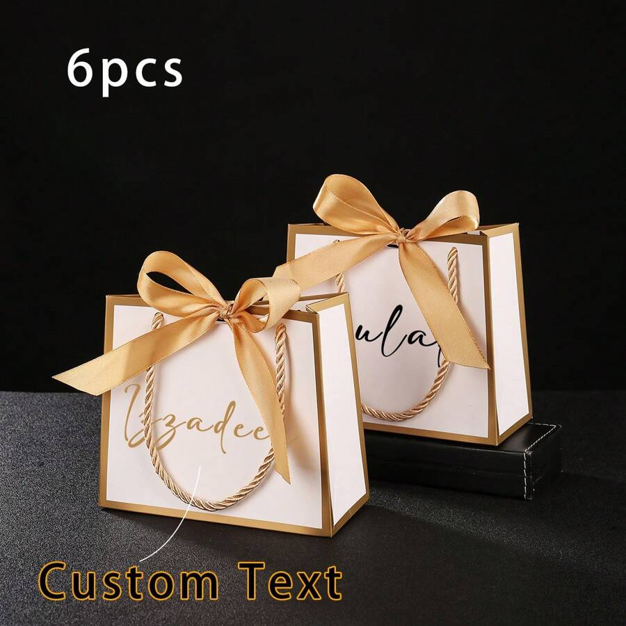 6 Peças - Sacolas Personalizadas com Nome para Damas de Honra, Sacolas de Festa de Casamento, Sacolas para Dia das Mães, Sacolas de Presente para Dia dos Namorados, Sacolas de Papel de Presente para Festas, Bolsas de Lembrança