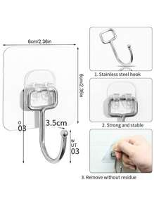 10/5/1pc, Multipurpose Large Adhesive Hook, Heavy Duty Hook, Max 16.78KG, Waterproof Large Wall Hook For Bathroom Kitchen ﻿