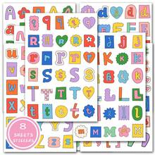 8 piezas de pegatinas con letras del alfabeto de dibujos animados lindos, calcomanías autoadhesivas reutilizables para portátiles, teléfonos y talla grande - colores surtidos, útiles escolares, de vuelta a la escuela - Multicolor - Ver 1