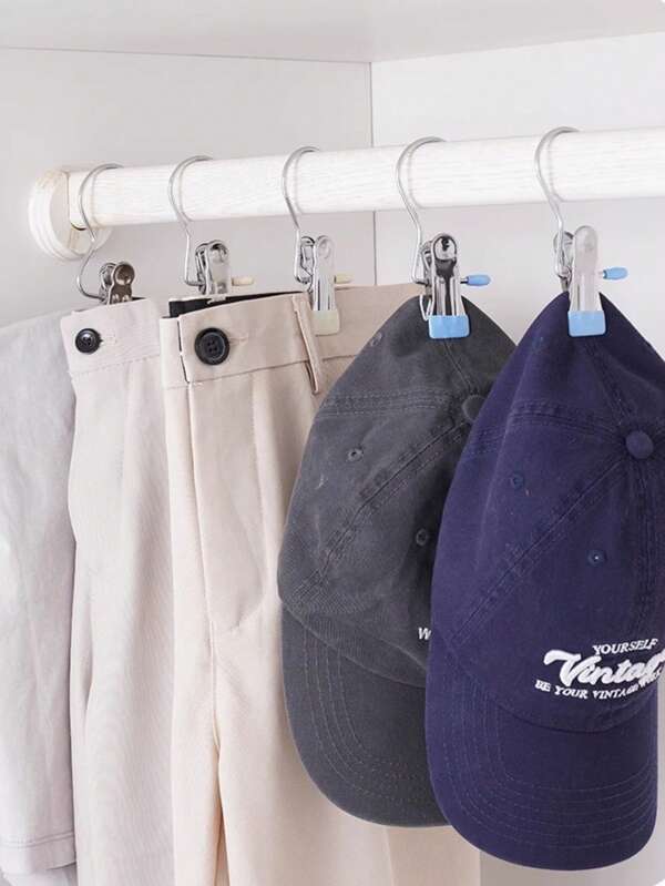 10pcsStainless Steel Hook Clip Multifunctional Hat Pants Clip Clothes Clip Curtain Small Clip Clothes Fixing Clip