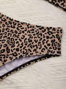 Conjunto de bikini sexy y elegante de 2 piezas con bandeau sin tirantes y estampado de leopardo, ropa y traje de baño para mujer - Multicolor - Ver 5