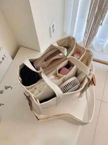 1PC Personalized Ins Multi-Compartment Mom Bag For Women, Multi-Functional Mother And Baby Bag Canvas Crossbody Bag, Large Capacity Embroidered Custom Letter Tote Bag, Fashionable And Versatile Portable Handbag For Moms To Go Out, Multi-Functional Diaper And Baby Bottle Storage Handbag With Stroller Hook Bag, Suitable For Daily Use, Can Be Given As A Gift To Family, Friends, Mother's Day Gift, New Mom Gift.
