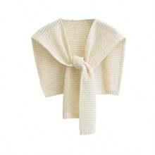 One Black And White Striped Faux Collar Knitted Shawl For Decoration And Warmth In Air-Conditioned Rooms