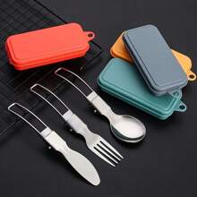 Compact Stainless Steel Cutlery Set (3pcs) – Portable Spoon, Fork & Knife | Durable, Polished Finish | Ideal For Camping, Hiking & Outdoor Dining