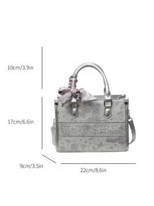 1 pieza Nuevo bolso de mano bordado de material de PU de moda, adecuado para ir al trabajo, viajes, salidas diarias, citas, regalos, simple y generoso, bolso de mujer de gran capacidad para todo