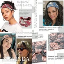1 Stück Bohemian Stil Frauen Blumen-Muster verdrehtes elastisches Stirnband, breites dehnbares rutschfestes Haartuch für Damen Yoga Make-up Workout, für alle Jahreszeiten, Polyester Faser Turban Stirnband