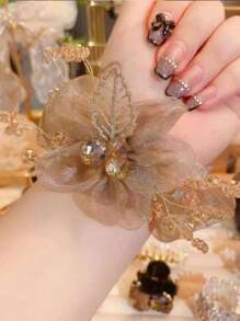1 Accessorio per capelli elastico e di alta qualità con cristallo a forma di girasole, di grandi dimensioni, elegante e sofisticato, accessorio chic per acconciature adatto all'uso quotidiano