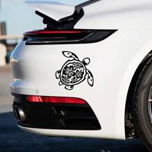Sea Turtle Hibiscus Flower Car Sticker, Vinyl Die-Cut Floral Turtle Decal For Car Truck Window Laptop, Cute Car Decor Accessories