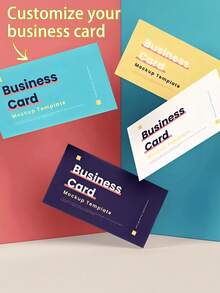Custom Business Card Set - 200/500/1000 Pcs, Essential For Professional Networking And Distributors, Uncoated Paper, Includes "Business Card Template" Design, Reserving Space For Company Logo And Contact Info, Support Customization, Back To School Season ,Poetcore, School Essentials - Multicolor - View 2