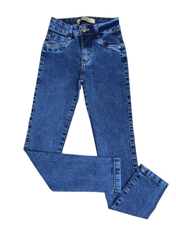Calça Jeans Denim Escolar Infantil Juvenil Skinny Cotton Meninas 10 ao 16 Festa Junina