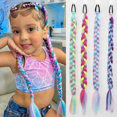 1pc Girls Hair Kids Rainbow Hair Tie Princess Accessories Toddler Elastics Baby Accessories No Damage Braid