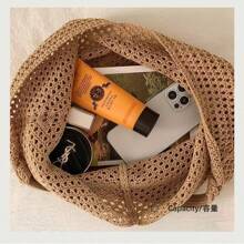 Torba Hollow Out Weave w stylu boho, torebka plażowa, torba typu tote o dużej pojemności, torba plażowa w stylu Slouchy, zakupy, damska, codzienna torba plażowa o dużej pojemności, torba typu tote z szydełkowanym kwiatem, modne torebki typu tote, torba podróżna na zewnątrz