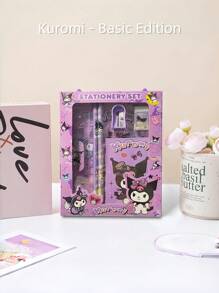 Sanrio 1pc Sanrio Stationery Gift Box Set, School Supplies For Boys & Girls, Includes Pencils, Eraser, Crayons, Sharpener, Kuromi, Perfect Birthday Gift For Kids, High-Quality Gift Box Packaging,Back To School,School Supplies