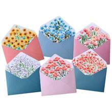 Set da 6 pezzi di buste e carta da lettere a tema floreale romantico, con buste ed carta con eleganti motivi floreali, adatti per lettere d'amore, note, matrimoni, inviti, delicata carta da lettere e buste floreali, buste per cartoline, forniture scolastiche, back to school