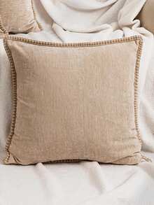 1个/2个纯色靠垫套，雪尼尔面料，特殊锁边工艺，方形枕套，适用于客厅、卧室、沙发、户外露台、花园派对、汽车腰部支撑，四季皆宜，不含枕芯，尺寸：30*50厘米、45*45厘米、50*50厘米 - 米色 - 查看 14