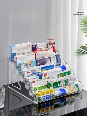 1 pezzo Scatola medica trasparente in acrilico, contenitore di grandi dimensioni multistrato per conservare medicinali, organizzatore di primo soccorso medico, organizer multistrato da scrivania, organizer multifunzione da tavolo, scaffale classificato per conservare e esporre, contenitore per cosmetici, porta accessori | Soluzione di conservazione dei medicinali | Organizer da scrivania, articoli per la cura personale commerciali