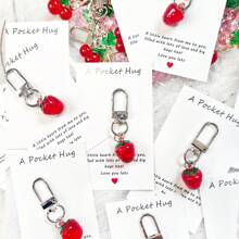 1/5/10pcs Cute Fruit Design Pocket Hug Card Gift Set, Apple/Strawberry/Cherry Shaped Keychain Charm, Backpack Decor, Wedding Party Favors, Encouragement Tokens, Home Decorations, Gifts For Family, Friends, Wedding Guests, Special Birthday, Wedding, Valentine's Day, Graduation, Back To School