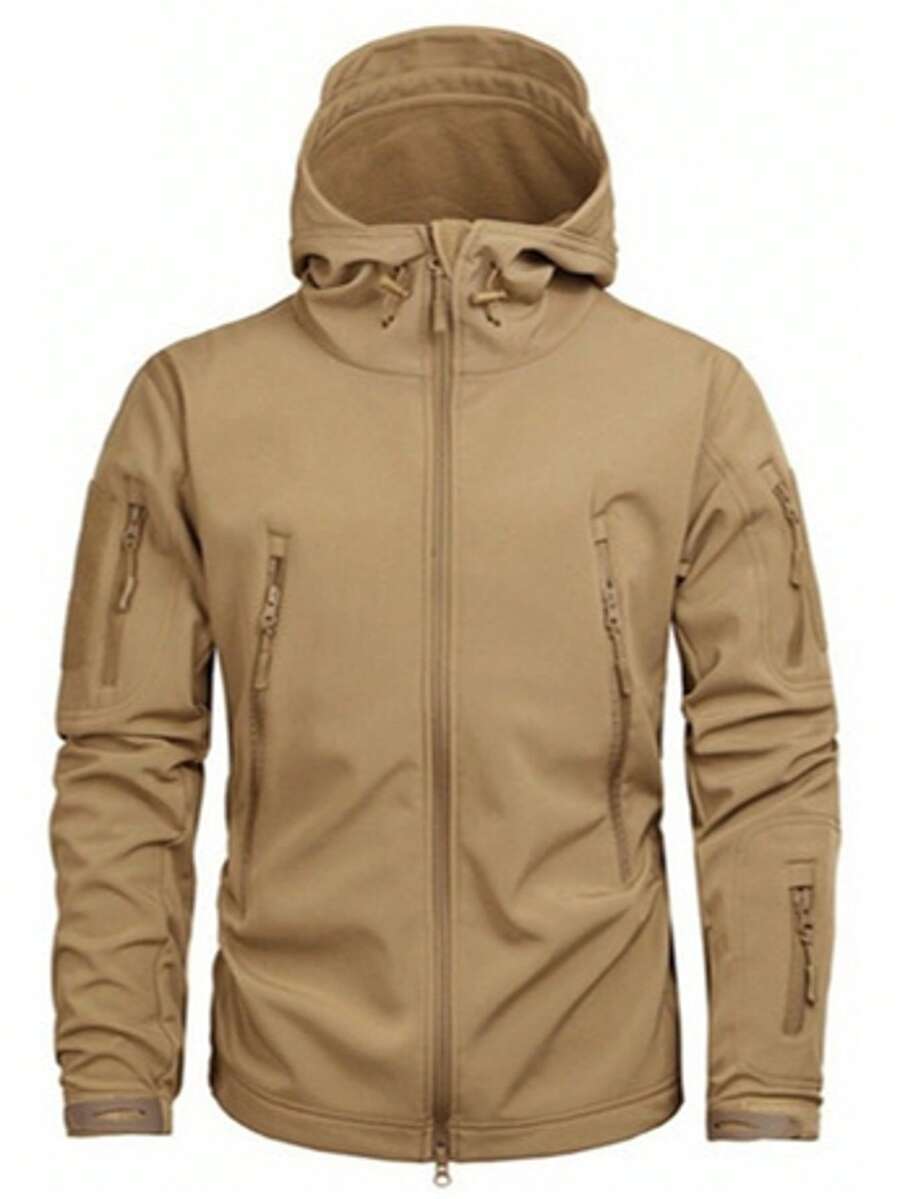 Military Soft Shell Tactical Jacket, Men's Waterproof Windproof Jackets, Men's Army Combat Hooded Coats - Khaki - View 1