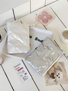 1个迷你蝴蝶结印花迷你化妆包，旅行小巧女士口红收纳袋，拉链设计，甜美风格，可收纳化妆品、口红、珠宝、纸巾、卫生巾等，带吊坠。其他用途：化妆包、化妆袋、化妆品收纳包、旅行、化妆袋、包、梳妆台、化妆包、旅行必备、化妆包、小化妆包、大容量化妆包、圣诞礼物、化妆包、手拿包/小手提包、化妆品收纳、化妆品整理、化妆包、化妆刷收纳袋、迷你化妆包、大容量化妆包、圣诞礼物、化妆包 - 彩色 - 查看 2