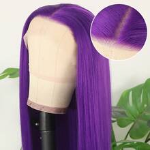 Mint Blue Synthetic Lace Front Wigs Glueless Long Silky Straight Hair 13x4 HD Transparent Lace Wigs For Women Light Blue Green Color Heat Resistant Fiber Hair Natural Hairline Baby Hair Daily  Party Cosplay Halloween Use - 紫色 - 查看 4