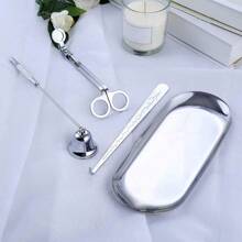 4 In 1 Gold/Sliver Candle Tools Set Candle Wick Trimmer, Candle Wick Snuffer,Candle Wick Dipper, Stainless Steel Candle Cover Tools Kit Candle Accessory Set For Candle Lovers