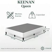 Keenan de Zinus| Base de Cama Matrimonial de Acero con Soportes para Cabecera en Caja| Fácil de Armar y con Garantía de 5 años - Reina - Ver 3