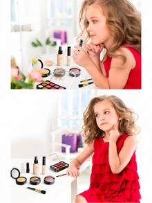 Un set de juego de maquillaje simulado para niños, serie marrón para niñas pequeñas, juguete de maquillaje lavable que no mancha, regalo para niños pequeños de 3 a 12 años (los accesorios de color se enviarán al azar) - Multicolor - Ver 6