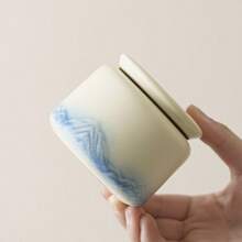 Ceramic Tea Leaf Canister, Chinese Vintage Dry Fruit Airtight Jar, Portable Tea Leaf Container, Small Packaging Spice Storage Jar Back To School