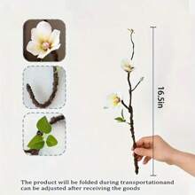 1pc/2pcs/4pcs Artificial Branch Magnolia Flowers, Plastic Flowers, Living Room Table Decoration, Wedding Venue Decoration, Outdoor Garden Decoration, New Year Flower Arrangement Vase Decoration, Home Decoration Gifts