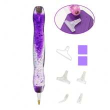 1Set Replacement Nibs For New Design Curve Pens Suitable For 5D Diamond Painting - DIY Art Paint Brush Kit With 6 Replaceable Plastic Heads And Glue, Perfectly Suited Resin Pen Tips Ideal For Dotting Drillers, Great For DIY Arts Projects & Nail Art Accessories