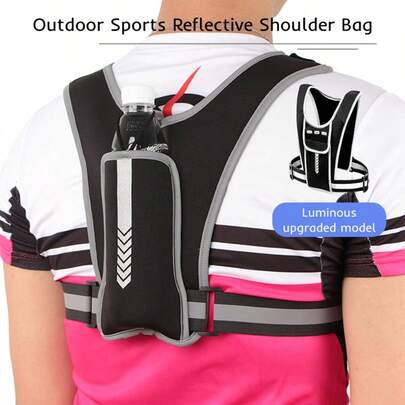 Outdoor Sports Reflective Vest Bag Riding Night Running Reflective Shoulder Vest Bag Ultralight Breathable Vest Large Capacity Cell Phone Reflective Shoulder Vest Bag