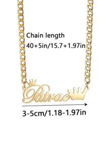 1PC Personalized Children Boys And Girls Simple DIY Name Stainless Steel Necklace, Custom Crown And Name Pendant Necklace,Customized For Delicate Gift For Kids, Baby Shower,Back To School Winter Gift Ideas Boy Girl Valentine's Da