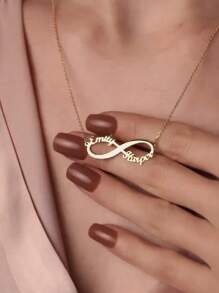 Best Valentine's Day Gift Stainless Steel Customized Gold Heart Infinity Couple Name Necklace, Fashionable Bohemian Style Personalized Pendant Necklace For Girl, Daily Wear Jewelry Accessory