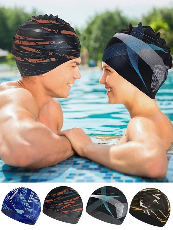 Silikon Badekappe, Unisex Erwachsene Schwimmkappe, geeignet für kurze/lange Haare, hält die Haare trocken, wasserdichte Badehaube, wasserdicht und rutschfest Schwimmkappe, Strandutensilien, Strandaccessoires, Pool Schwimmhilfe