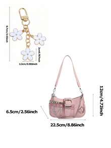 Y2K 风格小号单肩包磁性密封，PU 材质，涤纶衬里，链条肩带，朋克风格设计，非常适合购物和拍照。