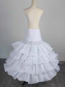 Lolita Ruffle Dress Crinoline Petticoat, 4-Layer Elastic Waist Design, White Color, For Wedding Bridal Dress