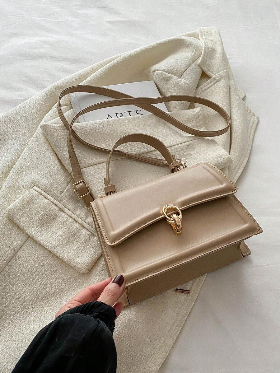 2025时尚小方形手提包，百搭优质单肩斜挎包 - 卡其色 - 查看 1