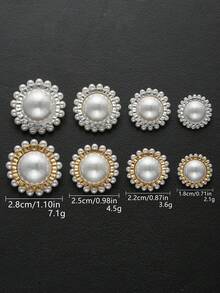 4 قطع/عبوة أزرار معدنية أنيقة دائرية الشكل مرصعة بالراين وخرز اللؤلؤ، أزرار فخمة عصرية بسيطة، أزرار زخرفية للمعاطف والقمصان والسترات الصوفية والجاكيتات، إكسسوارات مجوهرات متعددة الاستخدامات لل- DIY