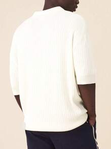 Unisex Spring/Summer Loose Casual Polo Collar Knit Short Sleeve Top, Simple Design, Business/Retro Style, Europe/Asia
