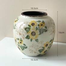 "Wazon ceramiczny ze spękaniami słonecznika – dekoracja stołu w stylu rustykalnym, mały wazon na kwiaty do domu/biura/kawiarni (ręcznie wykonany, glazura z efektem spękania lodu)"